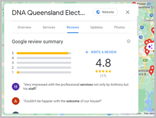 Job reviews from customers via Bing or Google 